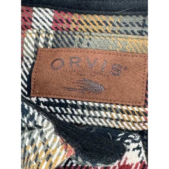 Orvis Mens Plaid Flannel Shacket Large Heavy Pocket‎ Shirt Browns Outdoors - Picture 3 of 15
